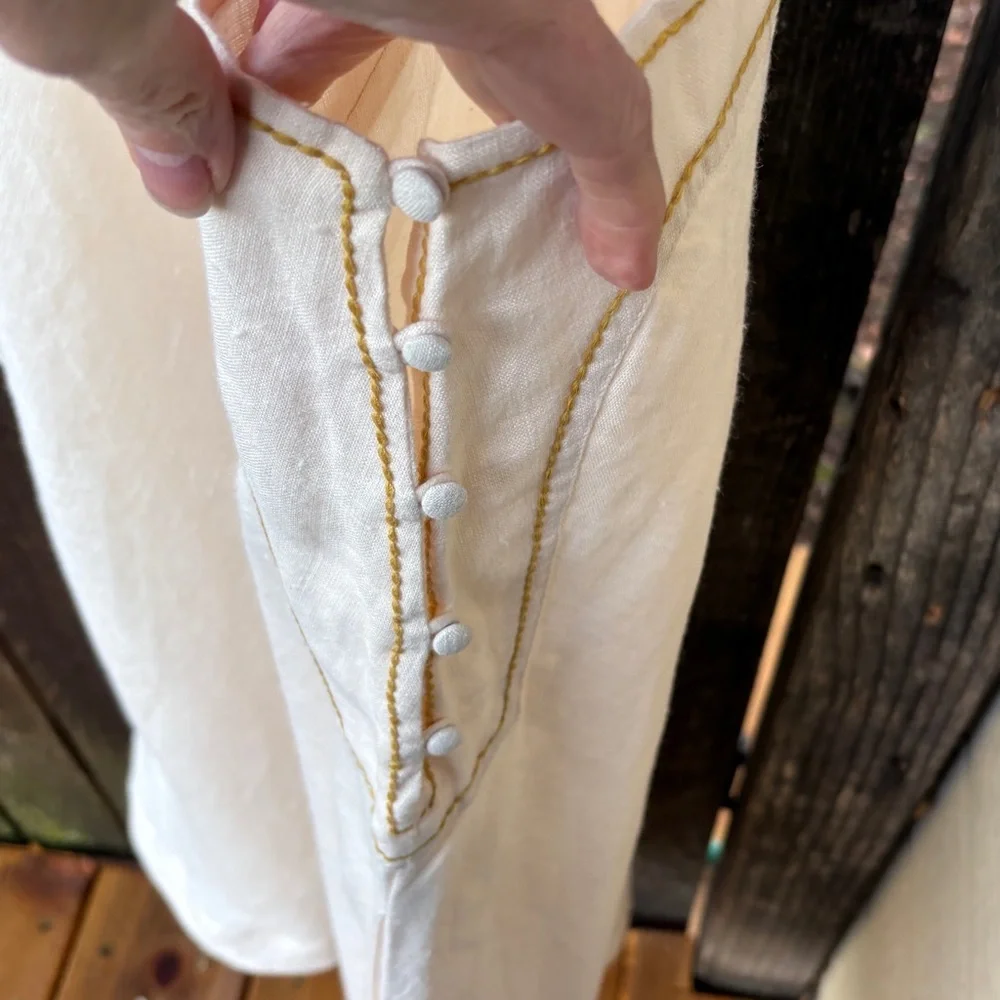 Christy Dawn The Khadia 100% Linen Floral Embroidery Dress NWOT In Cream Sz XL - Picture 6 of 15